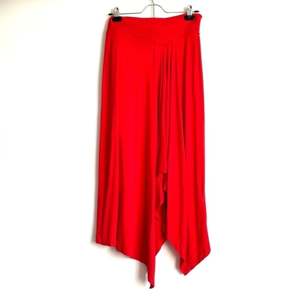 Michael Kors Flowy Red Asymmetrical Midi Skirt - Extra Small - Picture 8 of 11